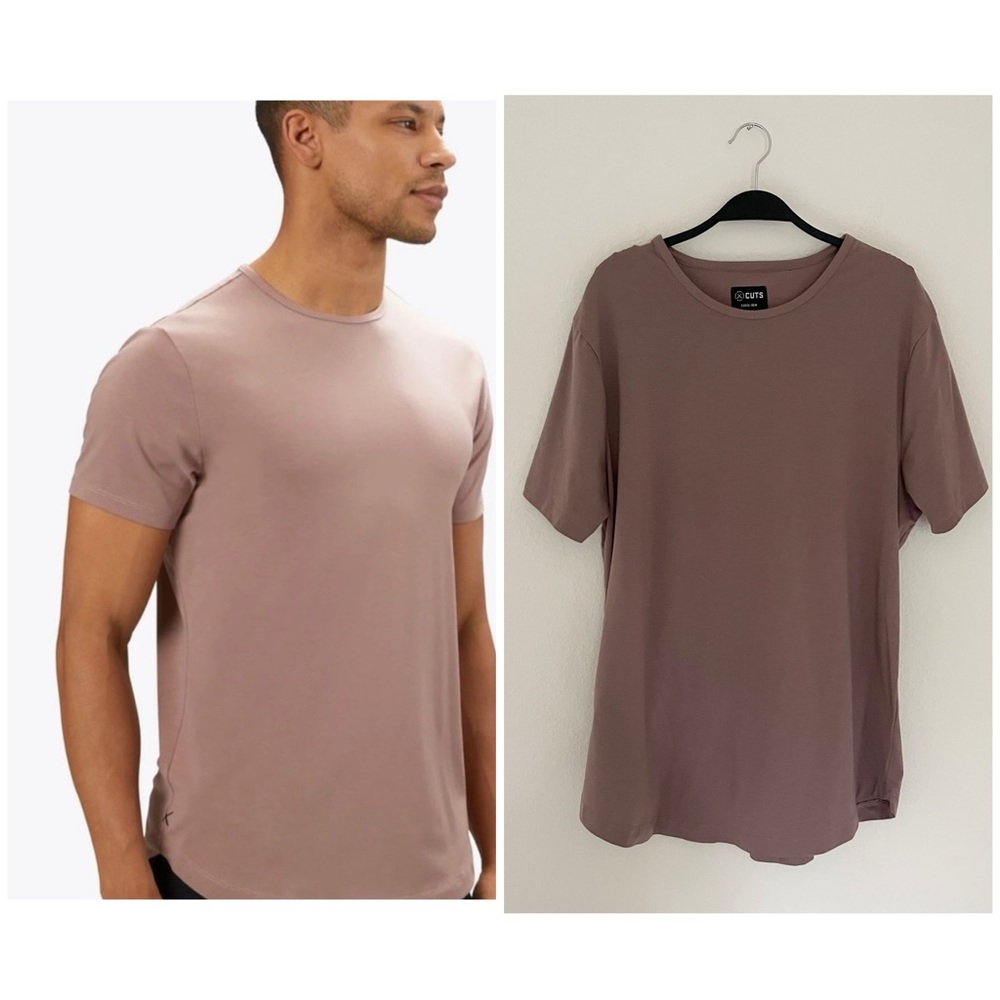 Cuts Clothing Men's Mauve T-Shirt Curve Hem Purple/Brown